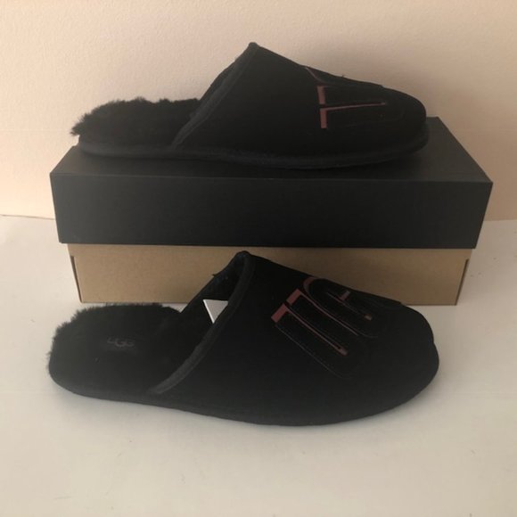 UGG Scuff 3D Shadow sheepskin black men's slipper. Shearling. Size: 10, 11, 12 - Picture 4 of 12